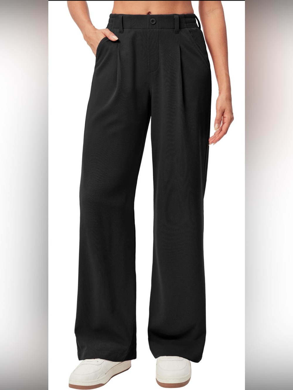 Ewedoos Black Pleated Wide-Leg Dress/Work Pants Waffle Size XXL NWT